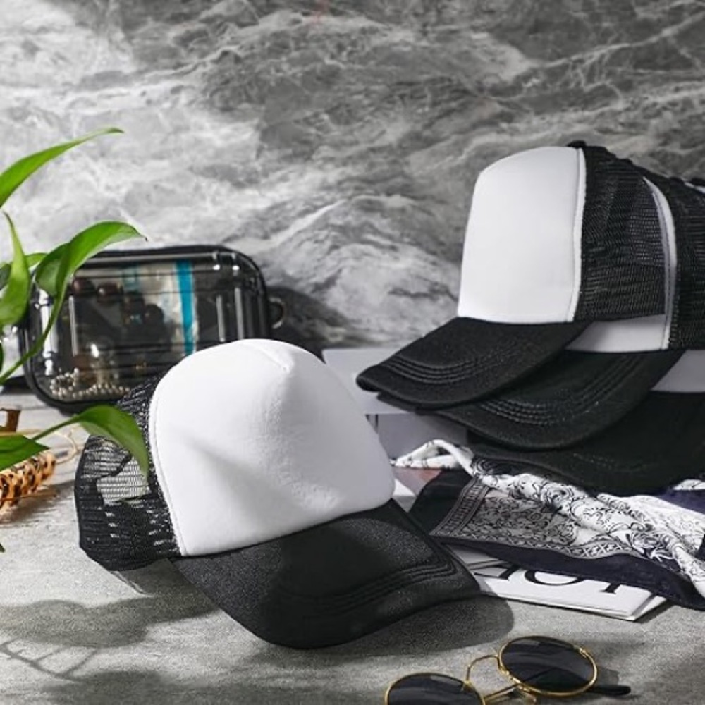 6 Pack WHITE Blank front Baseball Cap
